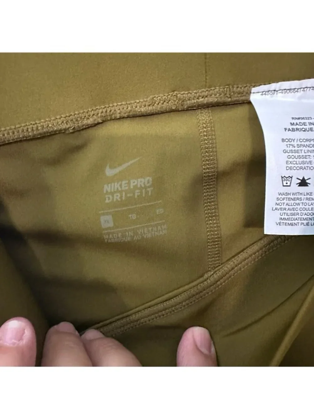 Nike Pro Leggings Tight Fit 7/8 Length Olive Flak/BlackWomen’s Size XL Gym Yoga